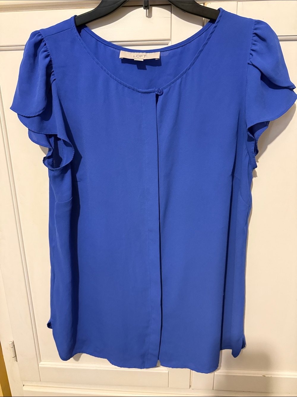 LOFT Cobalt Blue Ruffle Sleeve Blouse